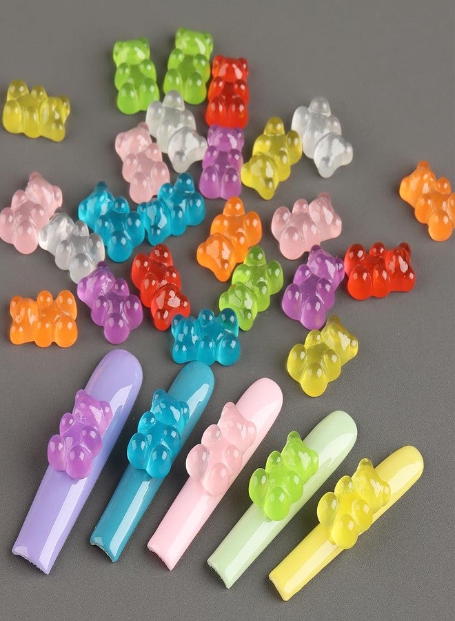 Fcozpjk Gummy Bear Nail Charms, 64PCS Flatback Resin Bear Charms, Glowing in The Dark Nail Decorations, Neon Fake Candy, Kawaii Nails Charms, Ornaments for Slime DIY Craft - Image 5